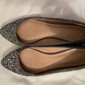 Silver glitter ballet flats